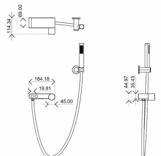 Смеситель для ванны Boheme Stick 123-BCR.2 чёрный/хром